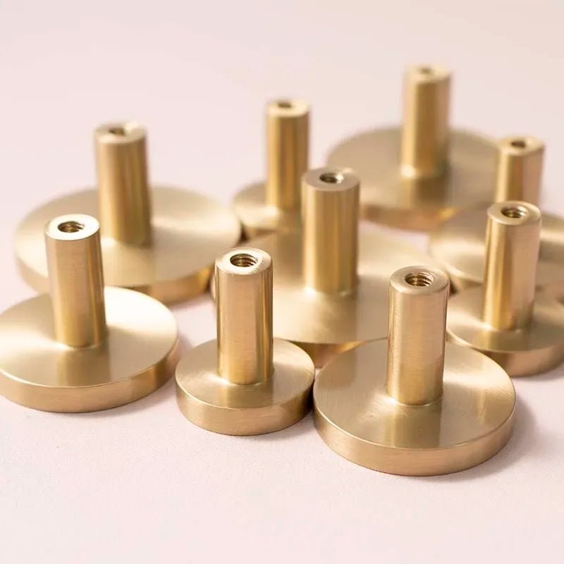 Scandinavian Drawer Knob – Pink Leather & Brass  