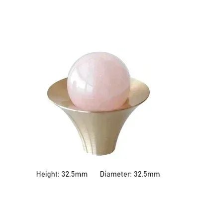 Natural Stone & Brass Pull – Pink Crystal Knob for Elegant Cabinets