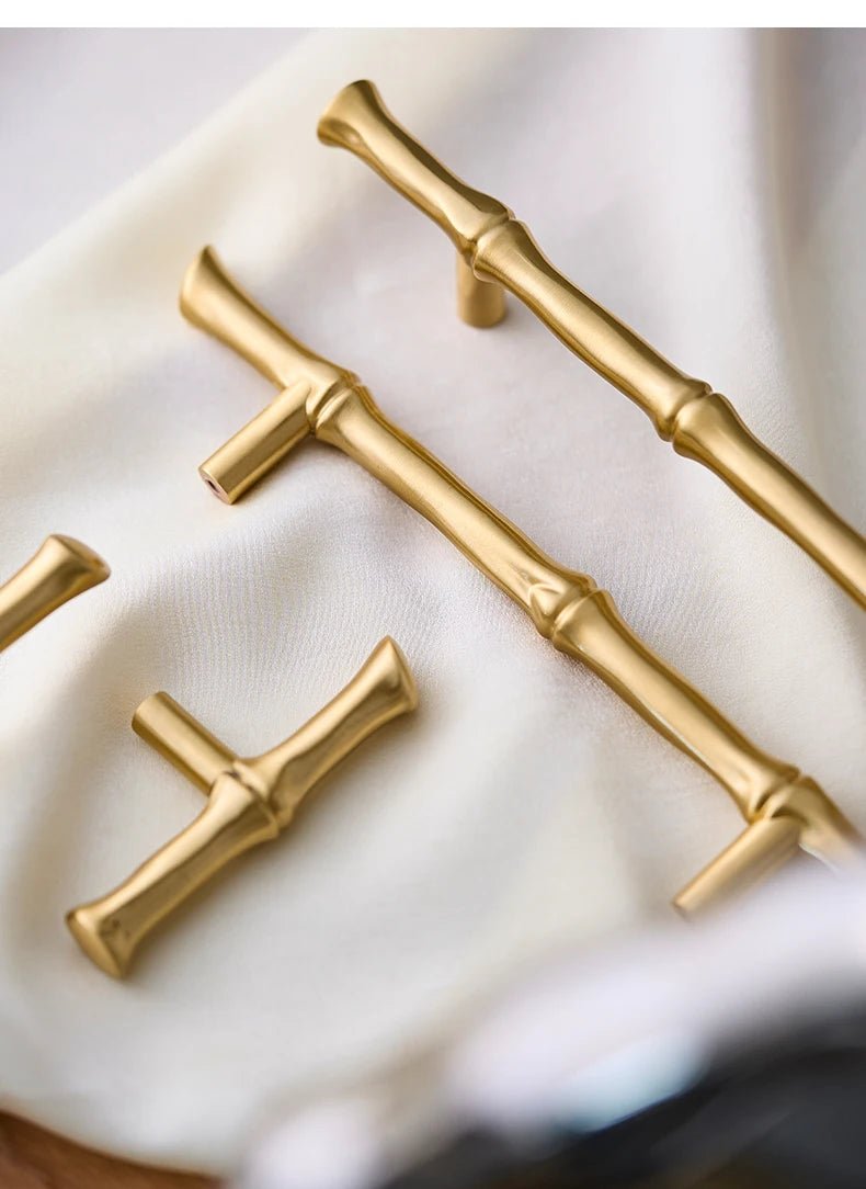 Bronze Bamboo Brass Handles – 5" T-Bar Pulls