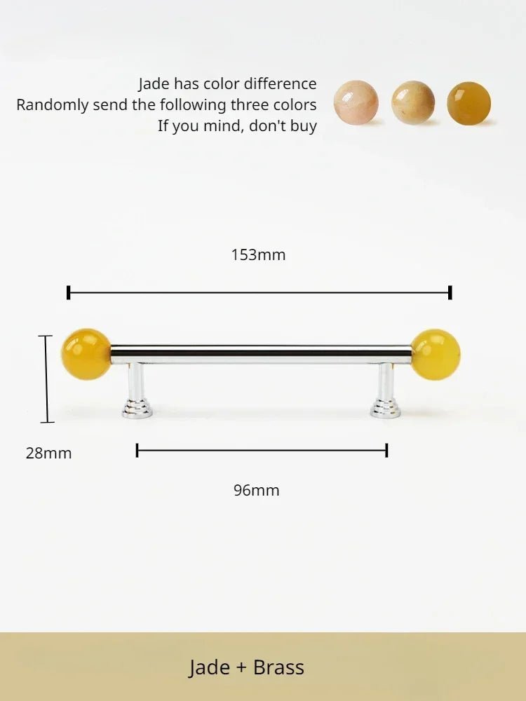 Brown Crystal Brass Double Bead Handle – Modern Drawer Pull for Cabinets