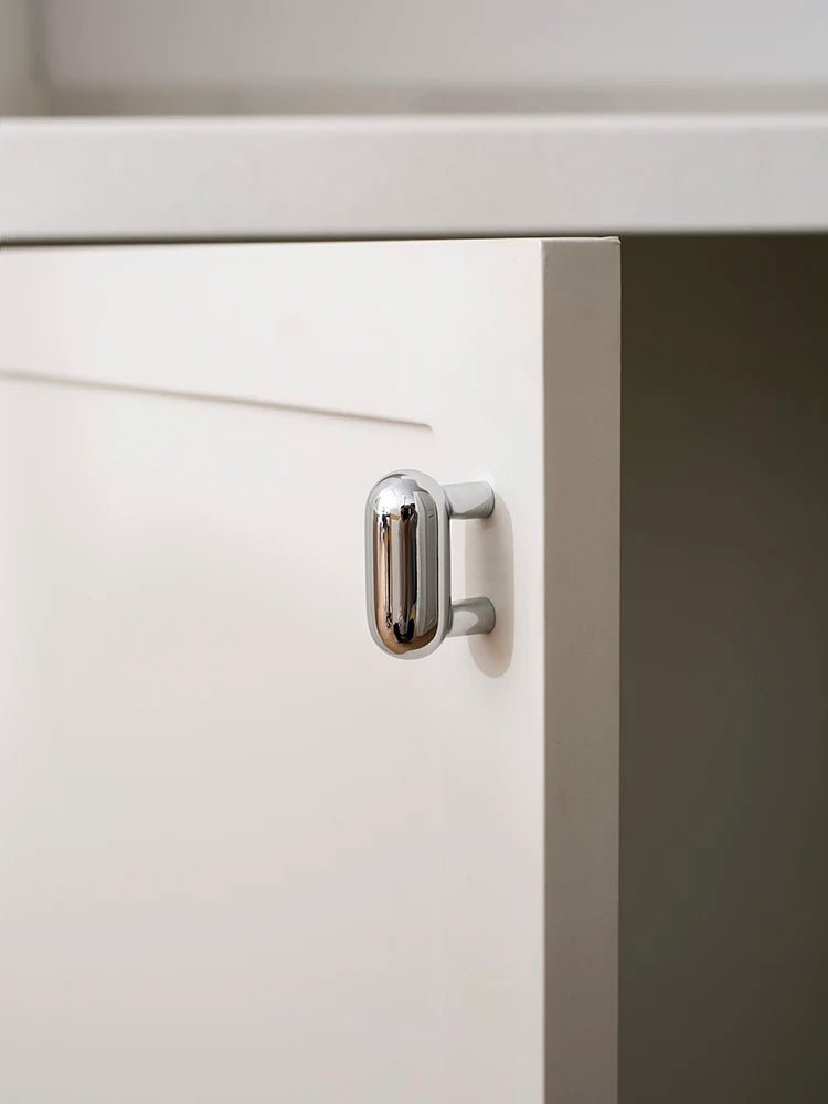 Chrome Cabinet Handle - 1" Hole Modern Brass Pull