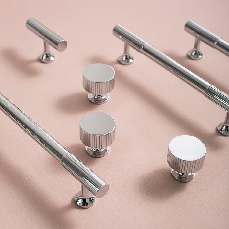 Luxury Modern Chrome T-Bar Pulls – 8.8" Solid Brass Handles for Furniture