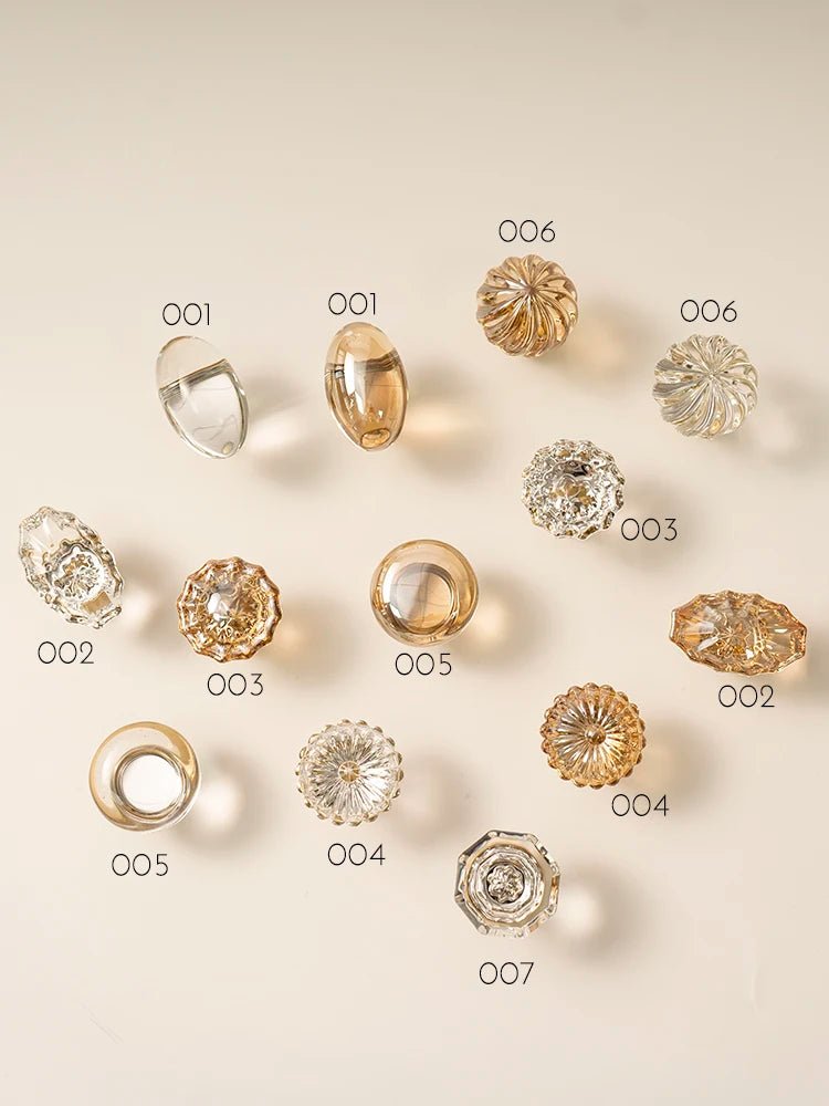Crystal Faceted Cabinet Knobs – Brass Base