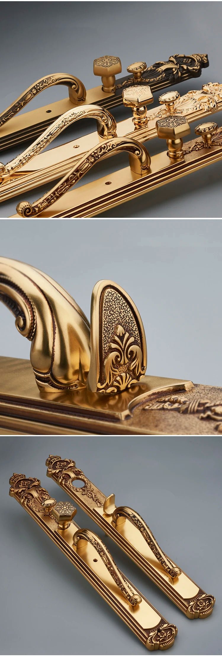 Elegant European Brass Door Lock – Villa Entry Handle Set Design