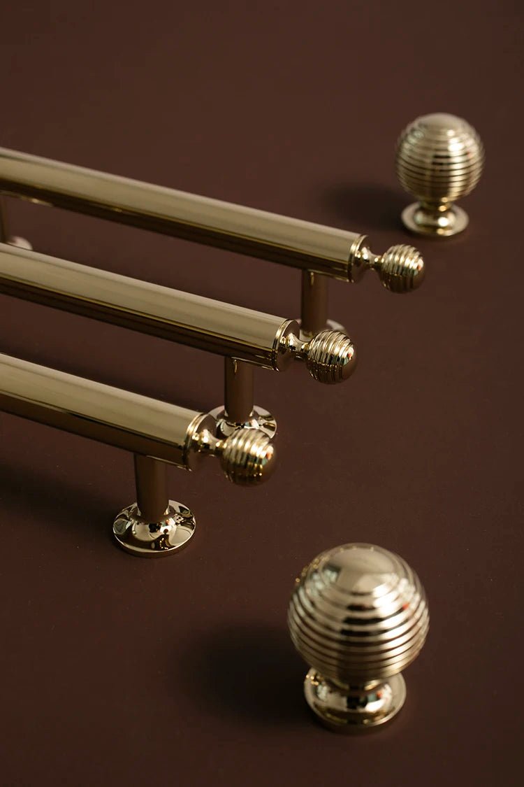 Luxury European Gold Brass Knobs – 6.3" Pull Handles for Modern Cabinets