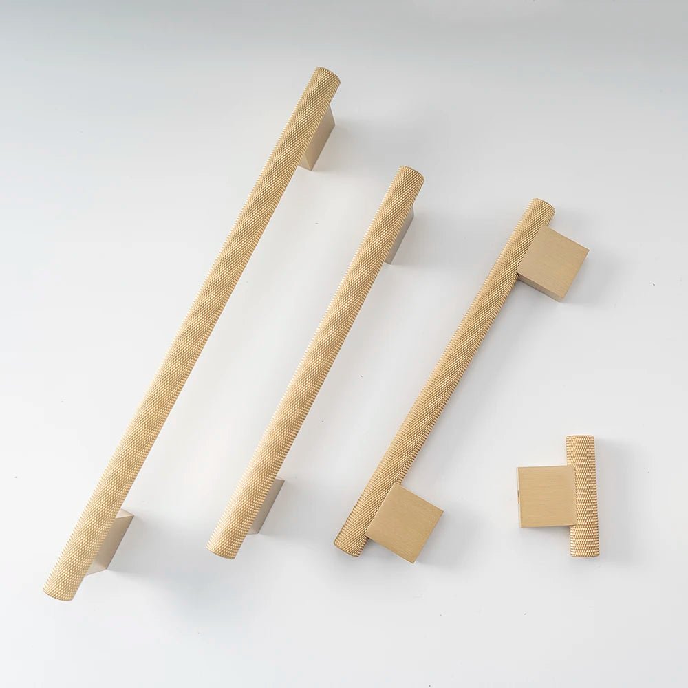 Gold Knurled Brass Kitchen Cabinet Drawer Handles
