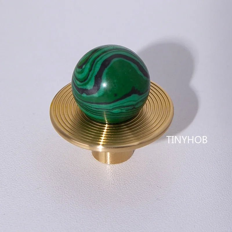 Luxury Green Stone Brass Base Knobs – Elegant Cabinet Pulls for Drawers