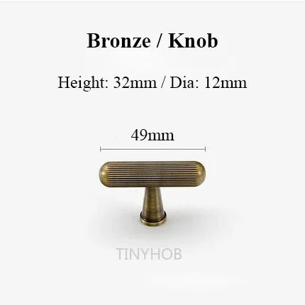 Stylish Knurled Brass T-Bar Handles – Antique Bronze Pulls for Modern Drawers