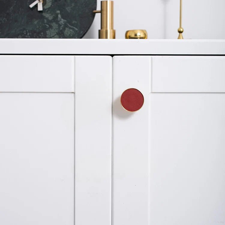 Leather & Brass Cabinet Pull – Nordic Style Knob for Elegant Design