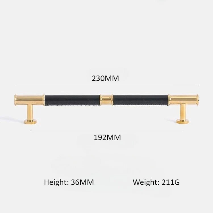Luxury Leather & Brass Pull – Modern 5" Drawer Handle for Elegant Cabinets