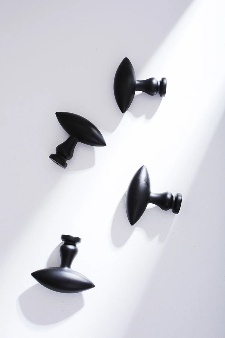 Matte Black Brass Knobs - Gold Accent Cabinet Pulls