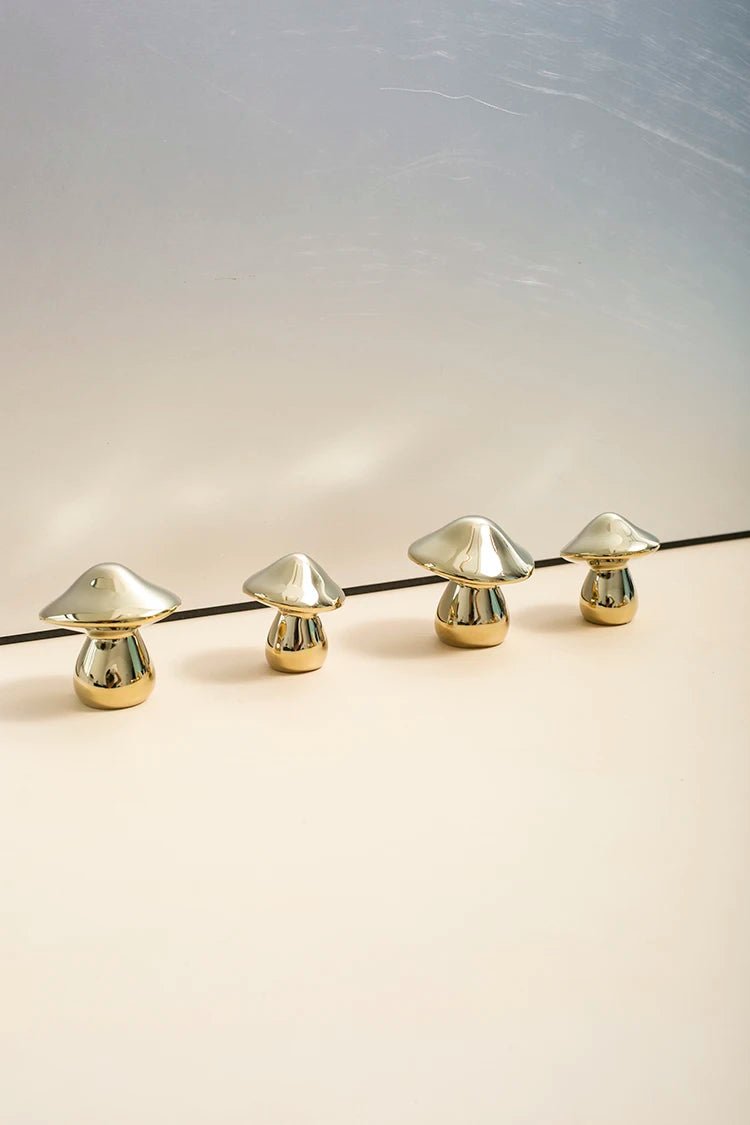 Elegant Mushroom Shape Brass Pull – PVD Gold Finish for Cabinets