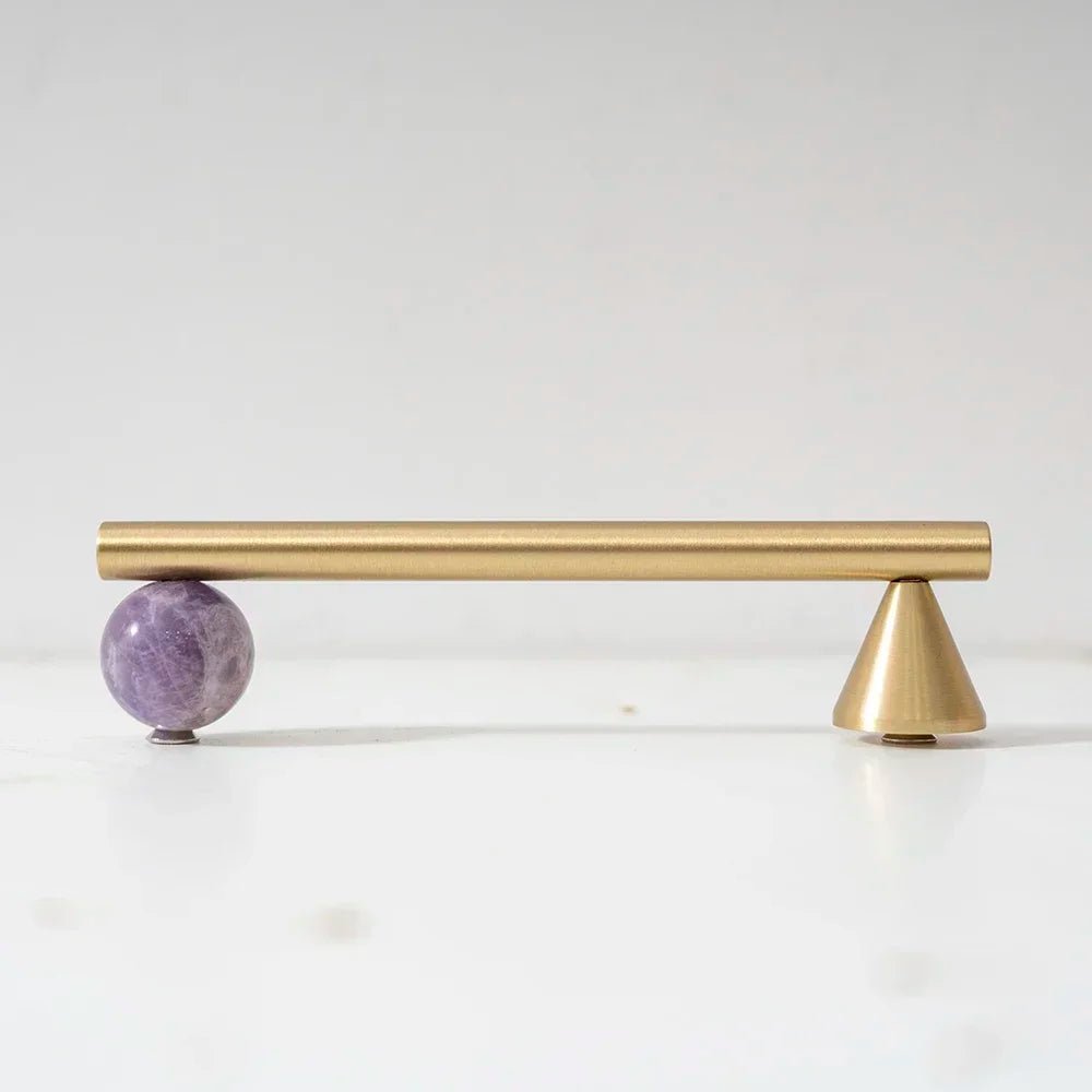 Premium Pink Crystal Knobs – Brass Base Pull Handles for Modern Drawers