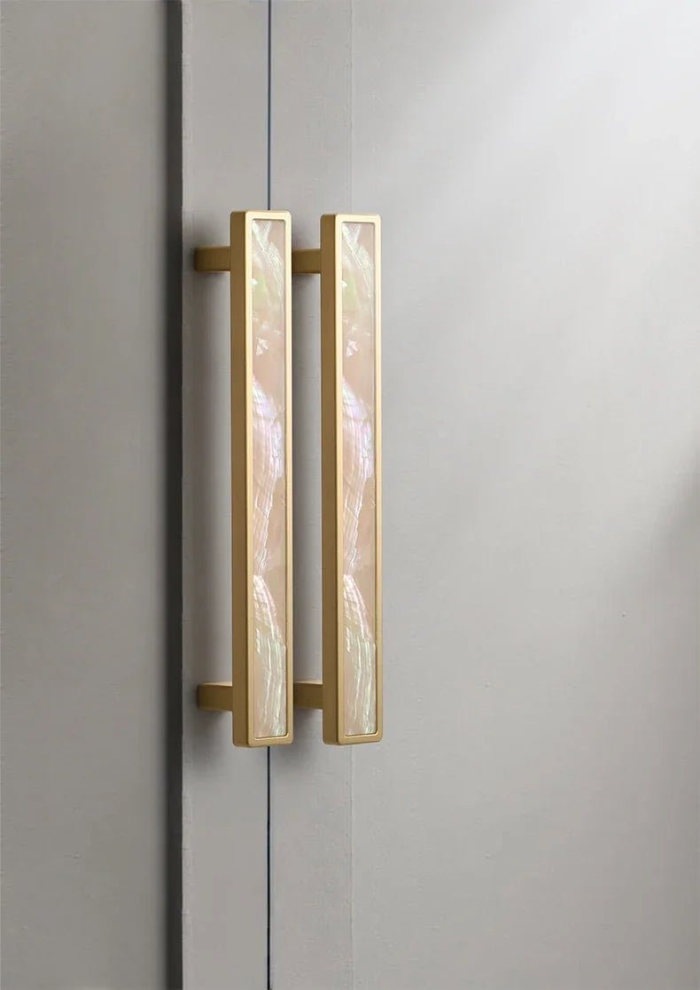 Pink Shell & Brass Wardrobe Handle For Children's Room