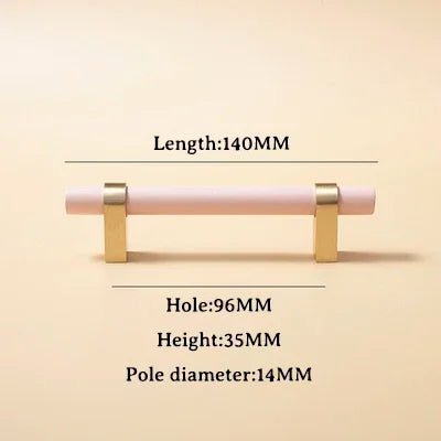 High-Quality Pink Wood & Brass Handles – 5" Pulls for Furniture Drawers