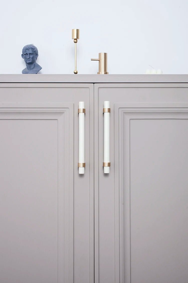Pink Wood & Brass Handles – 5" Drawer Pulls
