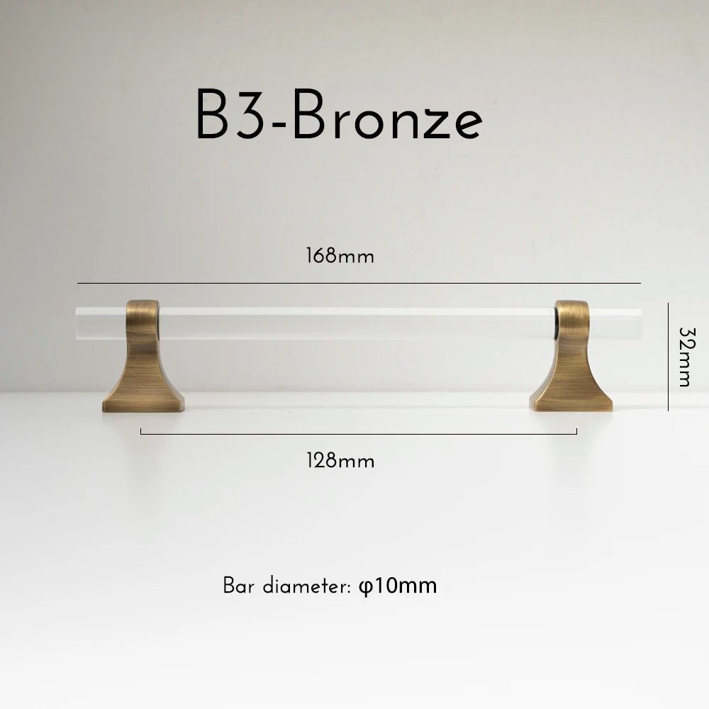 Luxury Retro Brass & Acrylic T-Bar Pulls – 5" Cabinet Handles for Drawers