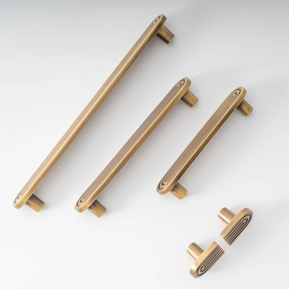 Retro Line Brass Handles - Vintage Bronze Cabinet Pulls