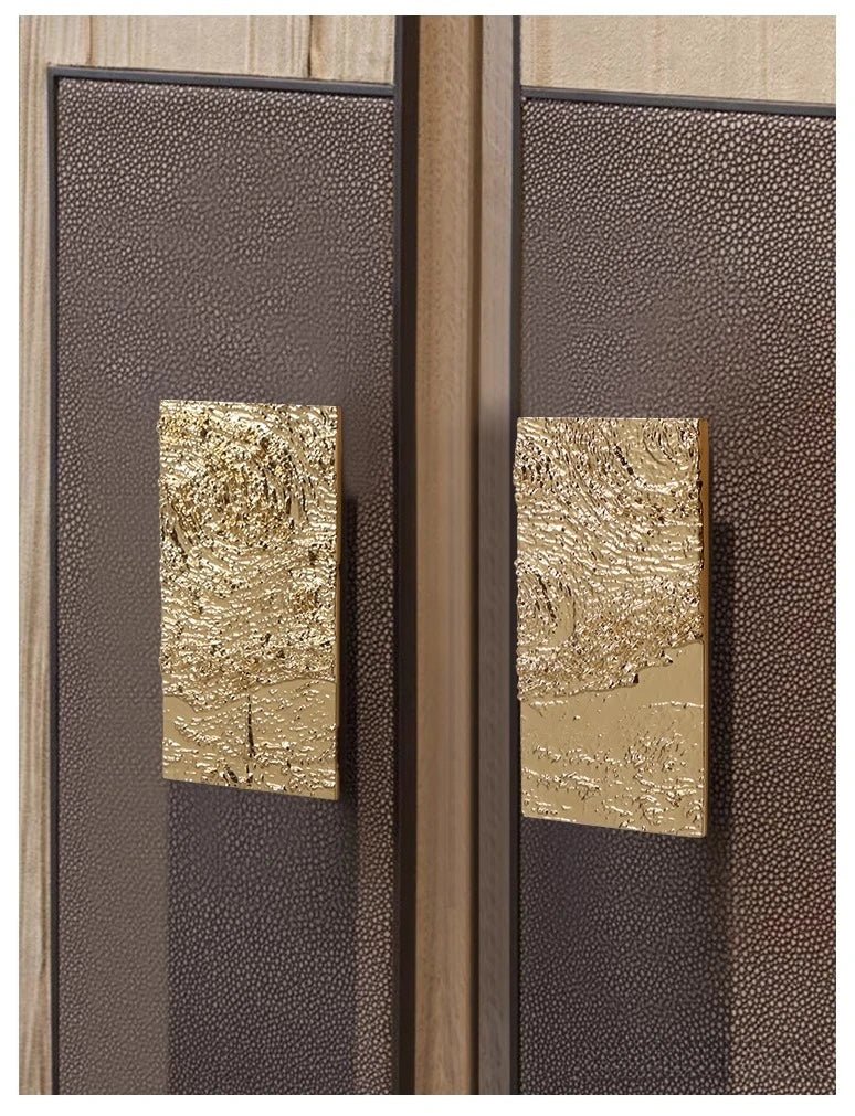 Elegant Starry Relief Brass Pulls for Rectangular Cabinets