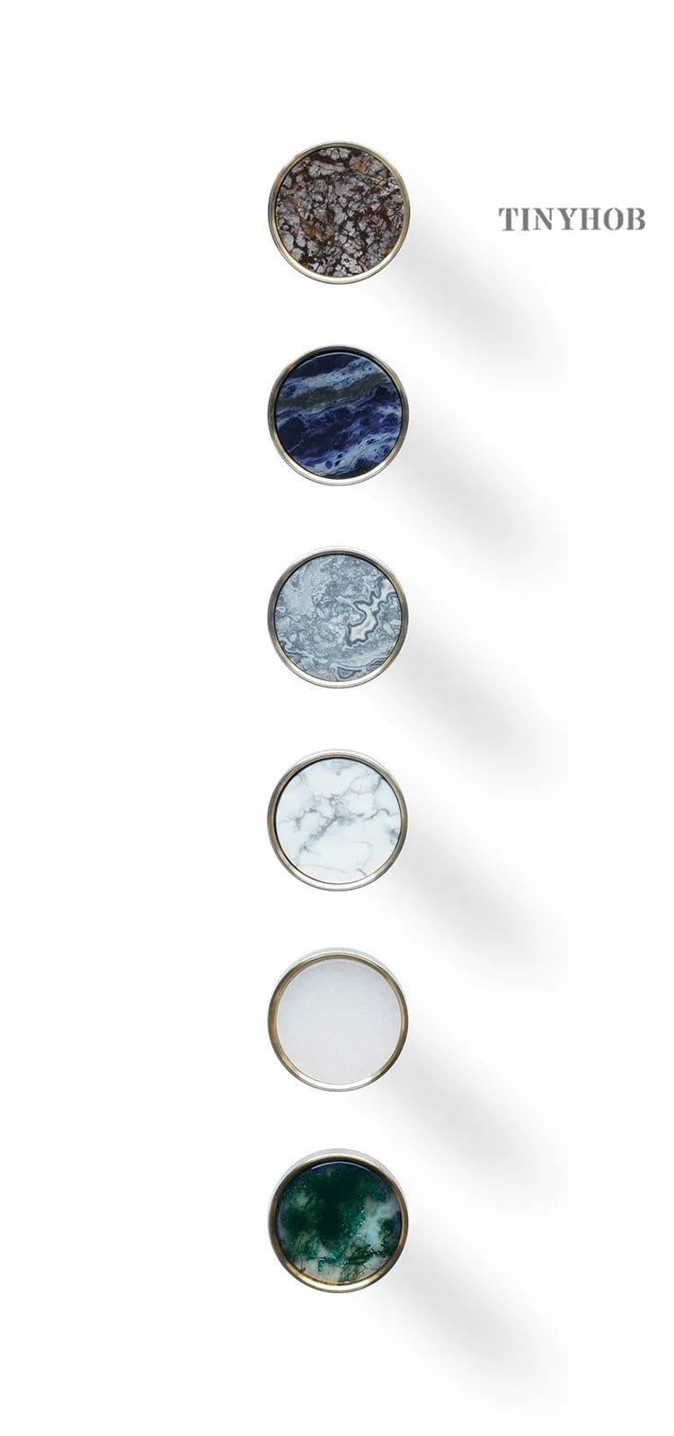 Sleek Stone & Brass Knobs – Luxury Pull Handles for Modern Cabinets