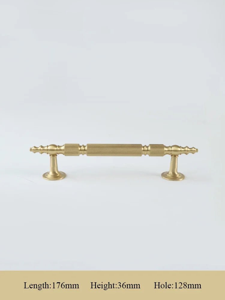 Vintage Textured Brass Handles – Vertical Grain Pulls for Modern Cabinets