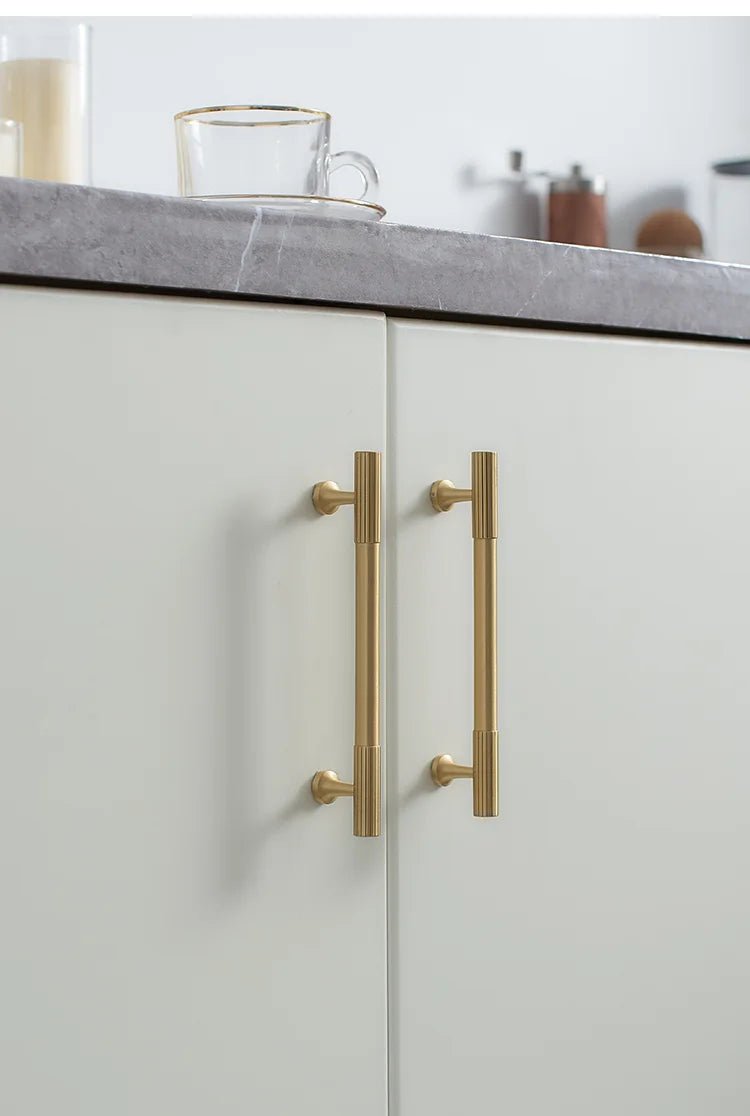 Premium Modern T-Bar Brass Pulls with Vertical Line Design