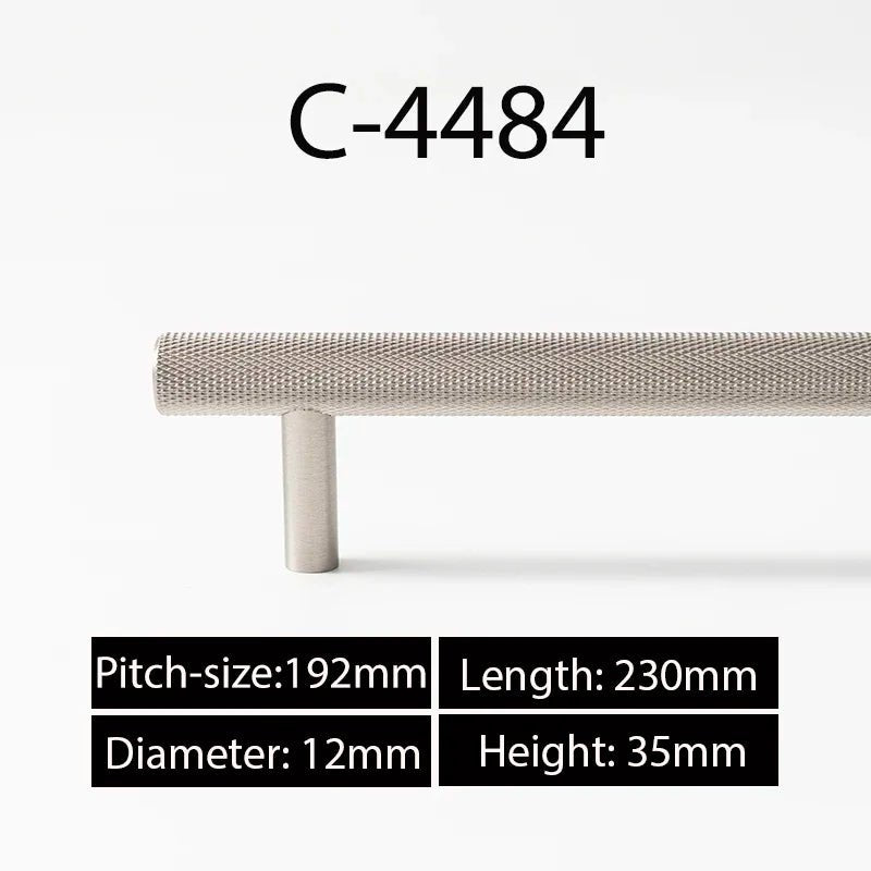 Cross Knurled T-Bar Pull in Brass, Gold, Black, Nickel