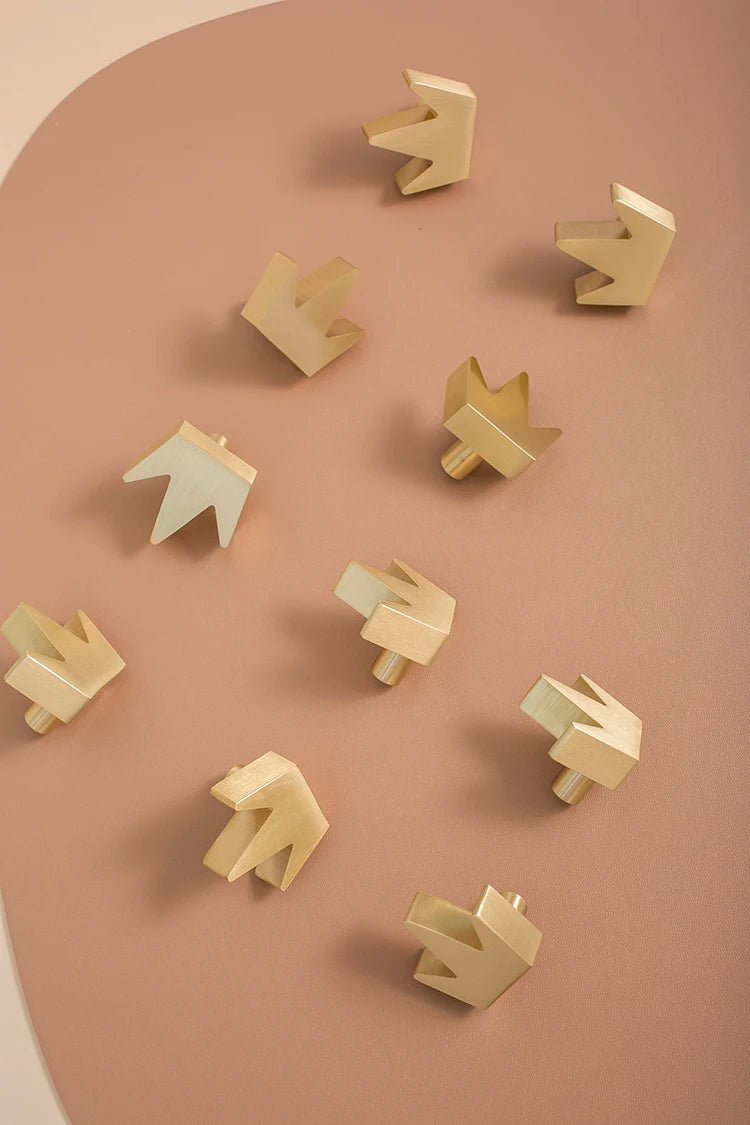 Sleek Crown Brass Knobs – Elegant Drawer Pull Handles for Cabinets