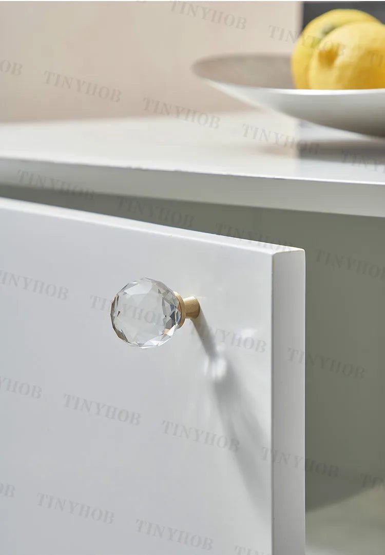 Luxury Crystal Ball Knobs – Brass Base Pull Handles for Modern Cabinets