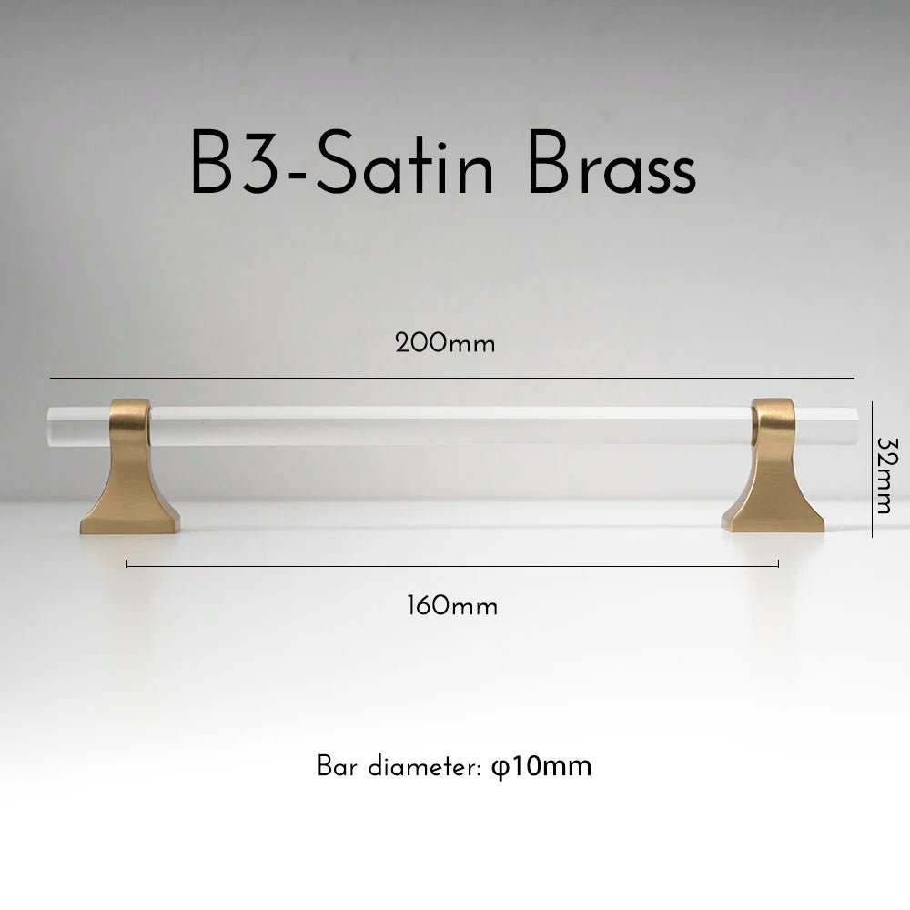 Acrylic Cabinet Pull - Clear Knob with Brass