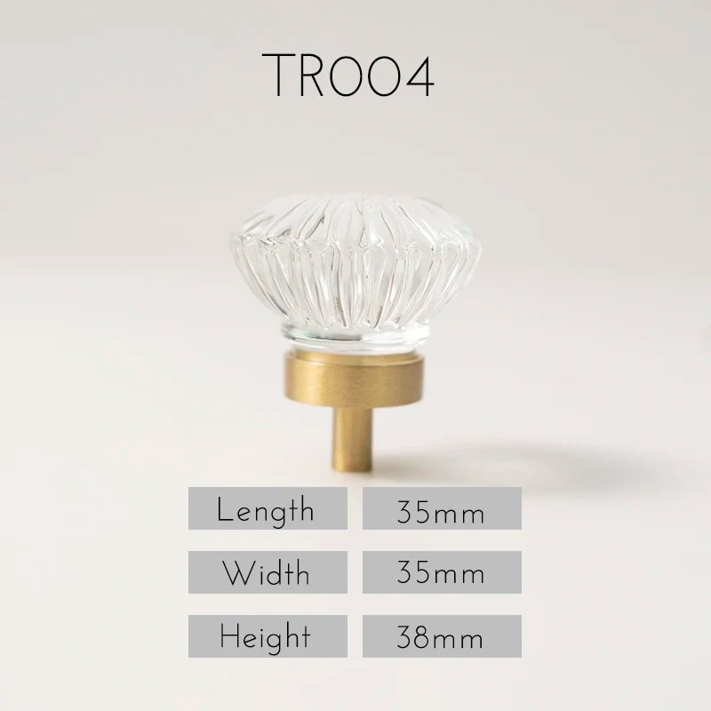 Premium Crystal Faceted Knobs – Brass Base Pulls for Modern Drawers