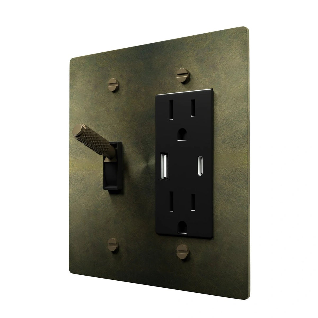 Brass Outlet Plate with Toggle Switch Slot