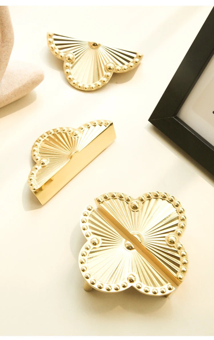 Decorative Brass Four Leaf Knob for Furniture