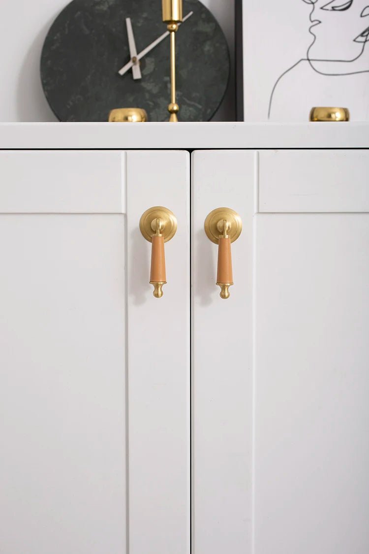 Brass and Leather Drawer Knob – Handmade Look