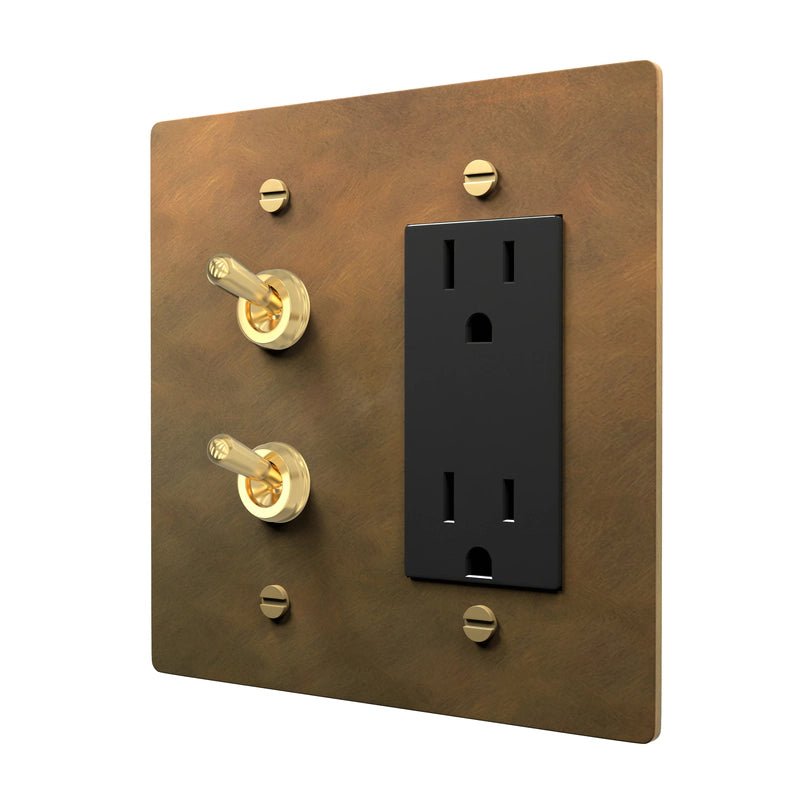 Retro Style Brass Plate - Outlet and Toggle Combo