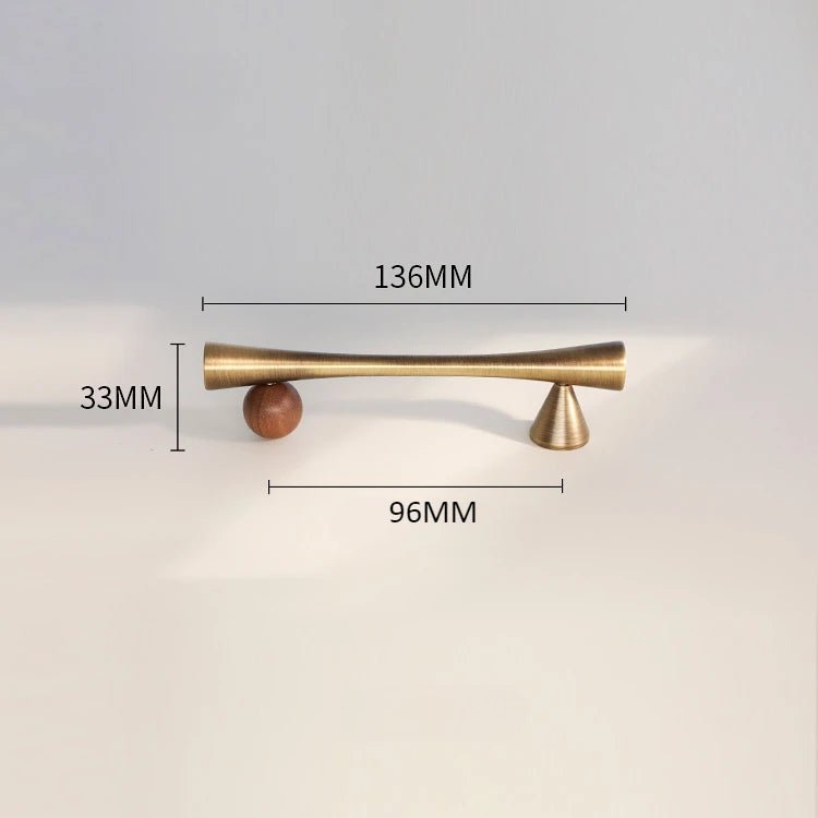 Stylish Art Deco Brass & Wood Pulls – 5" Handles for Cabinets
