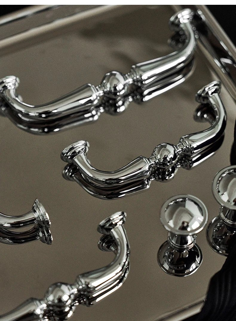 Sleek Art Deco Brass Knobs – Bright Silver T-Bar Pull Handles
