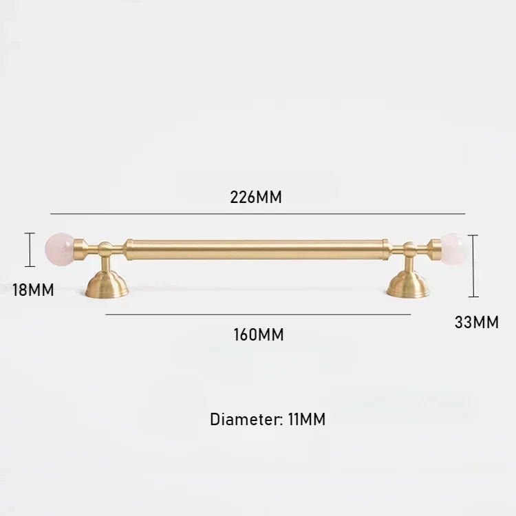 Luxury Brass & Pink Crystal Pulls – 5" Handles for Modern Cabinets