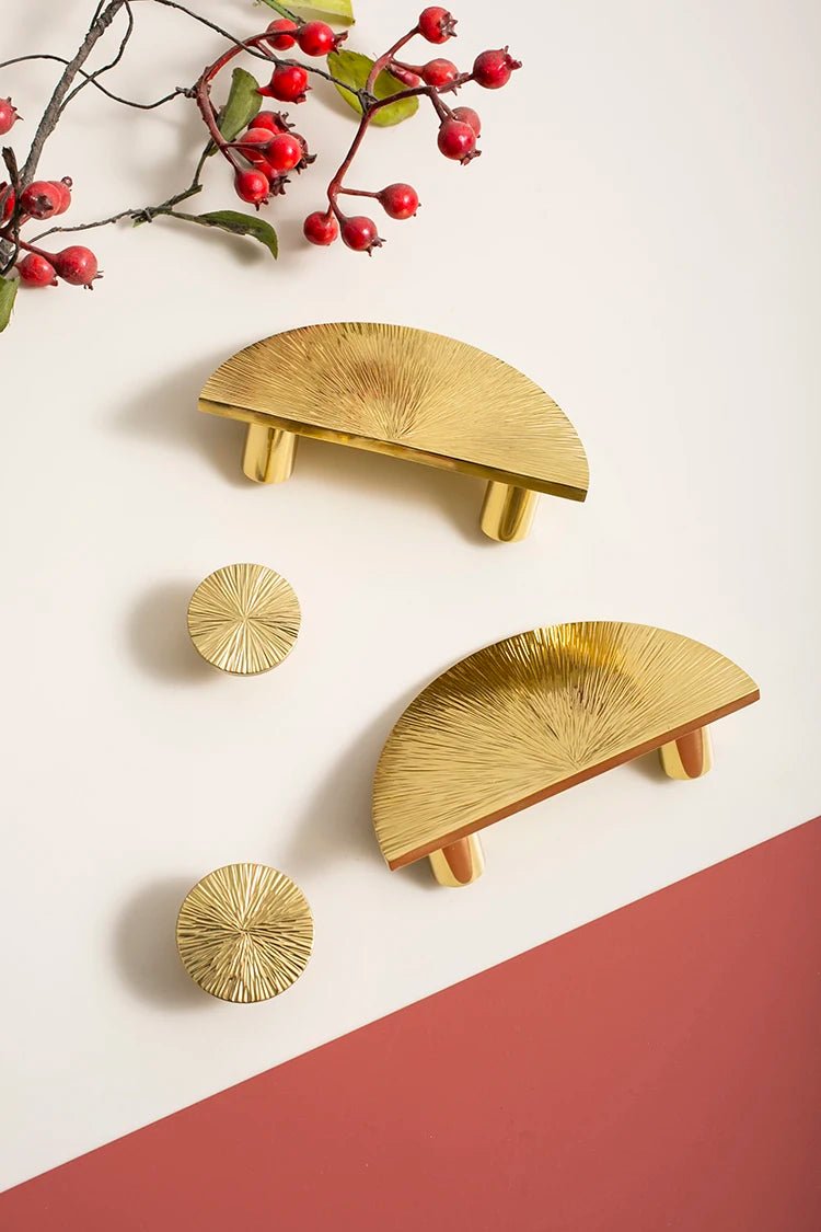 Sleek Semicircular Brass Knobs for Contemporary Cabinets