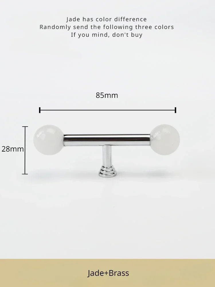 Elegant Brown Crystal Brass Double Bead Cabinet Pull for Drawers