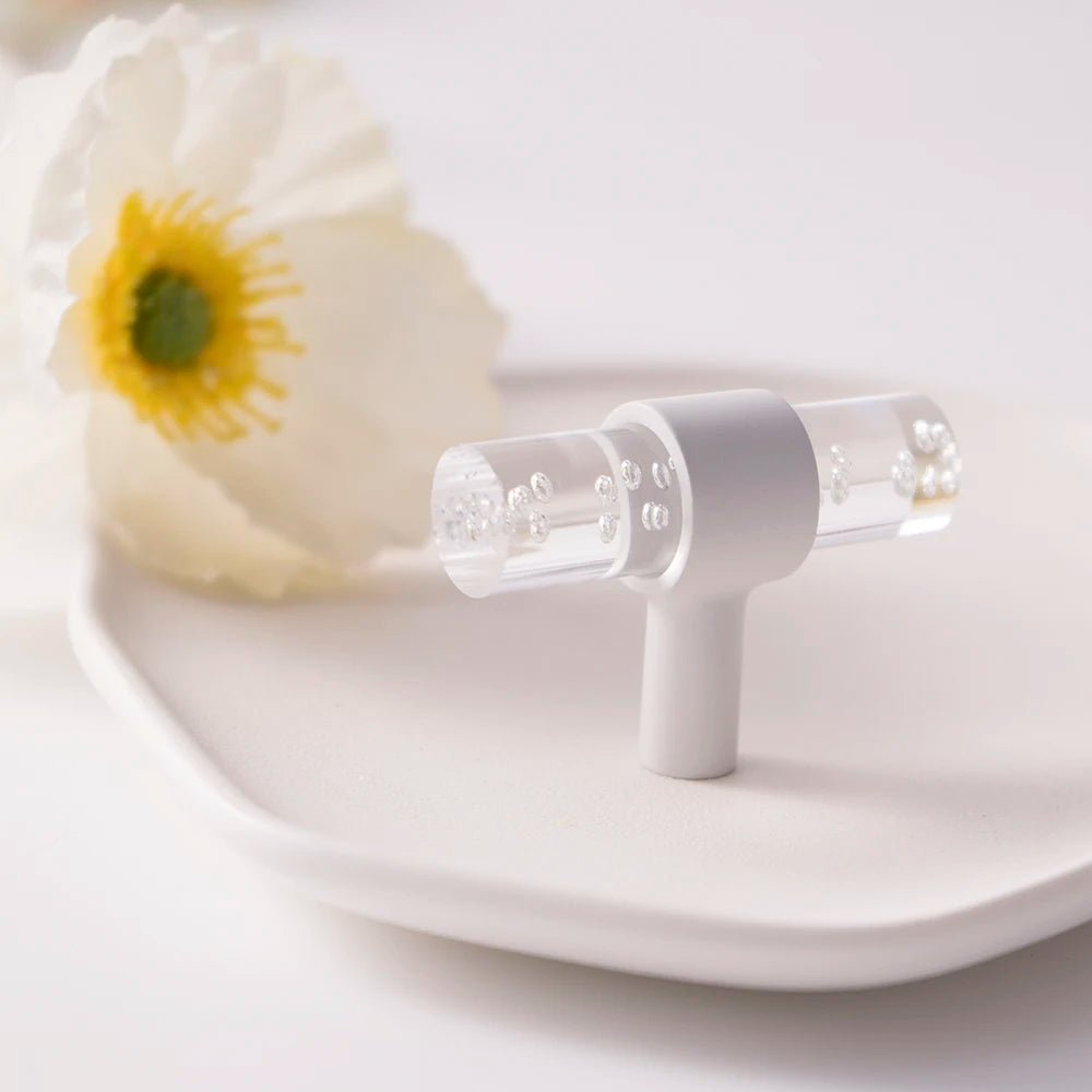 Premium Bubble Acrylic & Brass Cabinet Handles for Modern Drawers