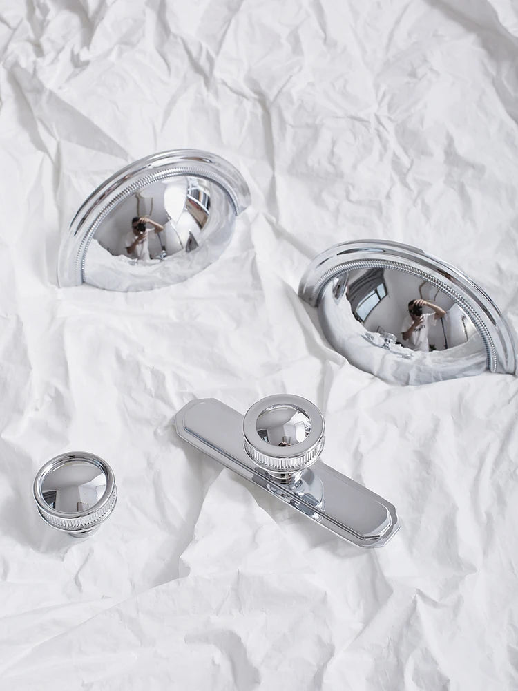 Sleek Chrome Brass Knobs – Plate Handle Pulls for Modern Cabinets