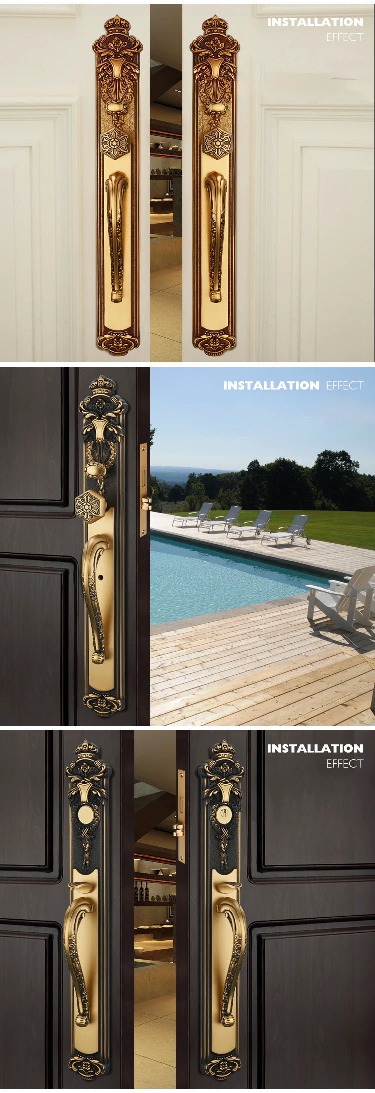 Premium European Brass Lock – Villa Entry Door Handle Set