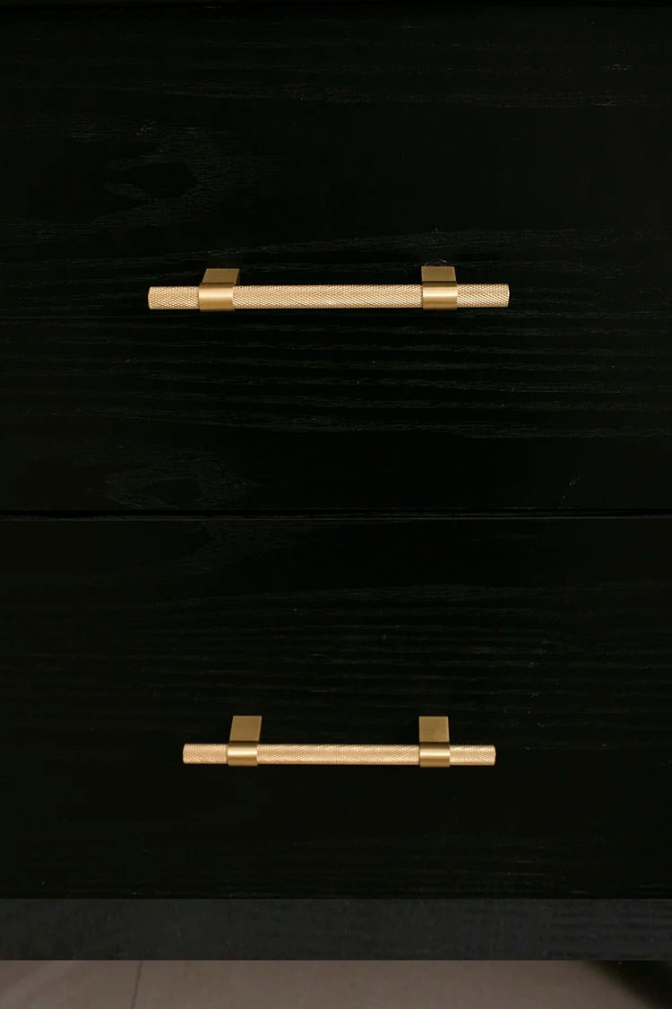 Textured Brass Cabinet Knobs & Pulls with Knurled Design
