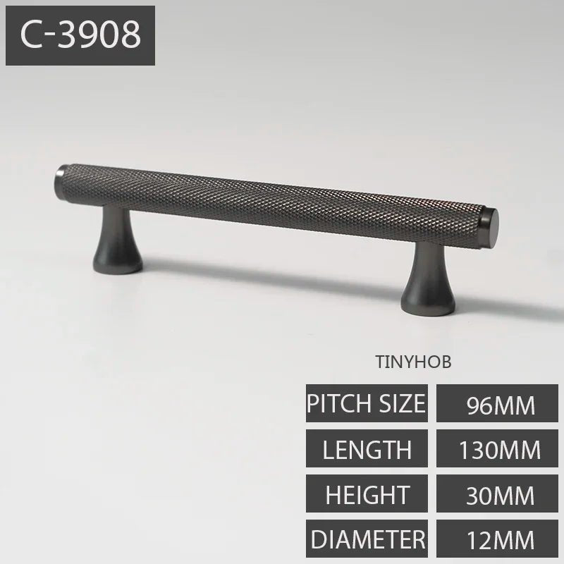 Contemporary Knurled Brass Pulls – Shiny Gold T-Bar Handles for Furniture