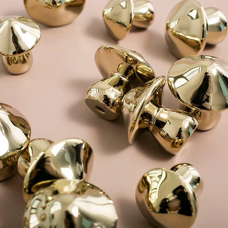 High-Quality Mushroom Shape Brass Handles – PVD Gold Pull for Furniture