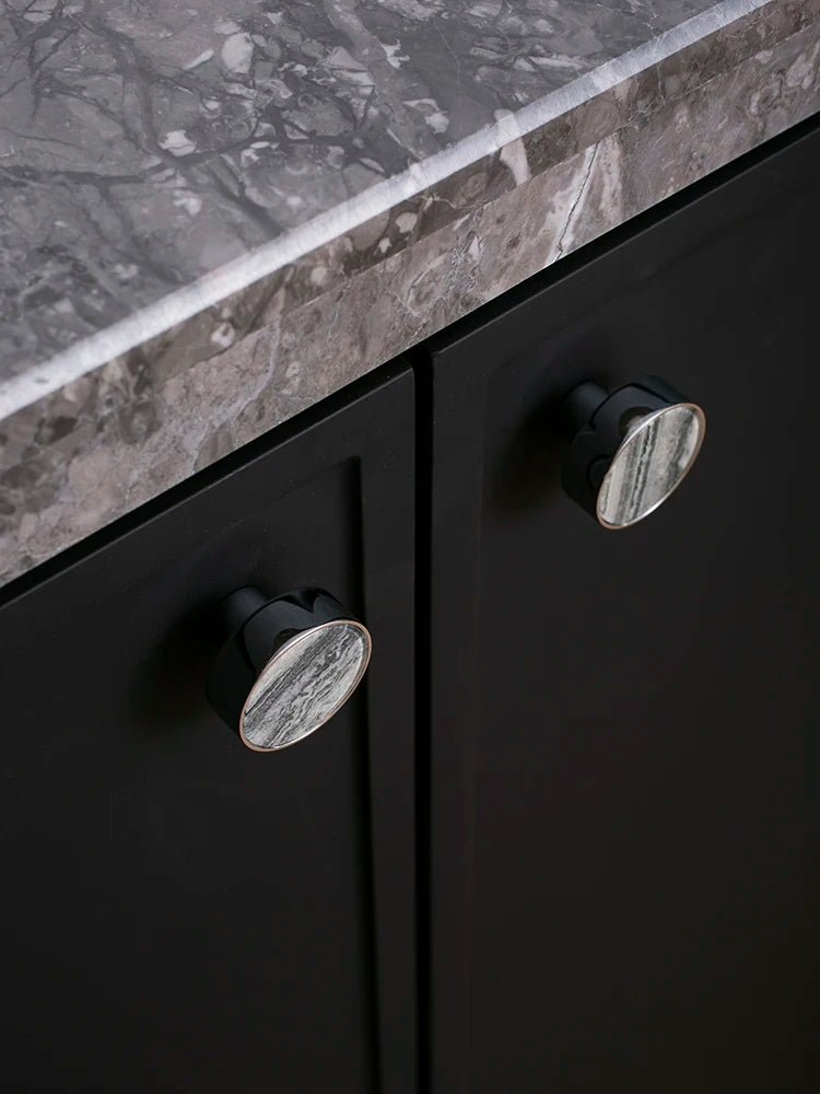 Premium Nordic Black Texture Handle – Brass & Resin Drawer Knob
