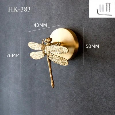 Nordic Brass Wall Hooks with Dragonfly/Bird/Antler for Bathroom Use
