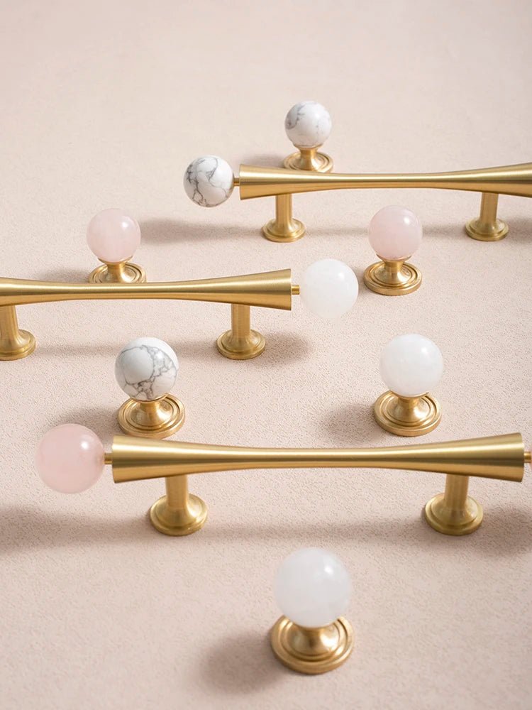 Elegant Pink Crystal Brass Knobs – Luxury Pull Handles for Cabinets