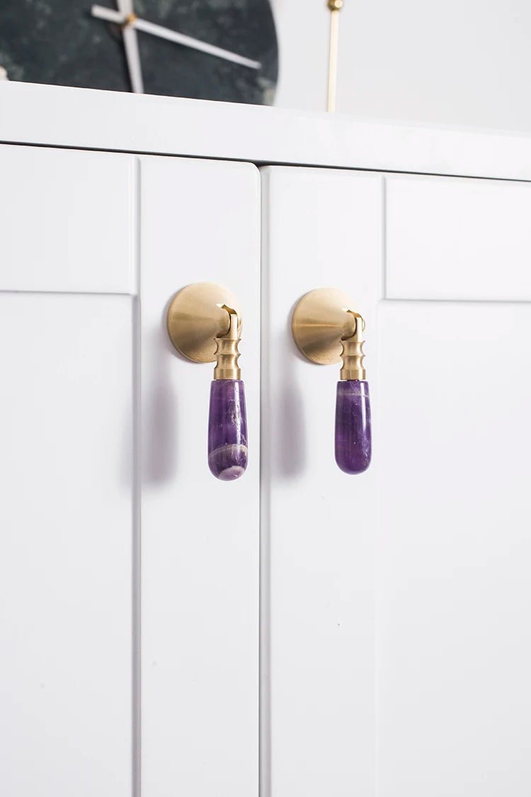 Premium Pink Crystal Knobs – Brass Accent Pulls for Drawers